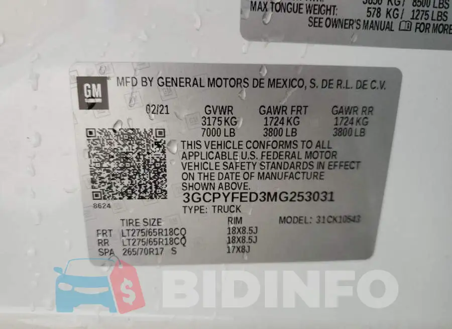 3GCPYFED3MG253031 Photo# 13