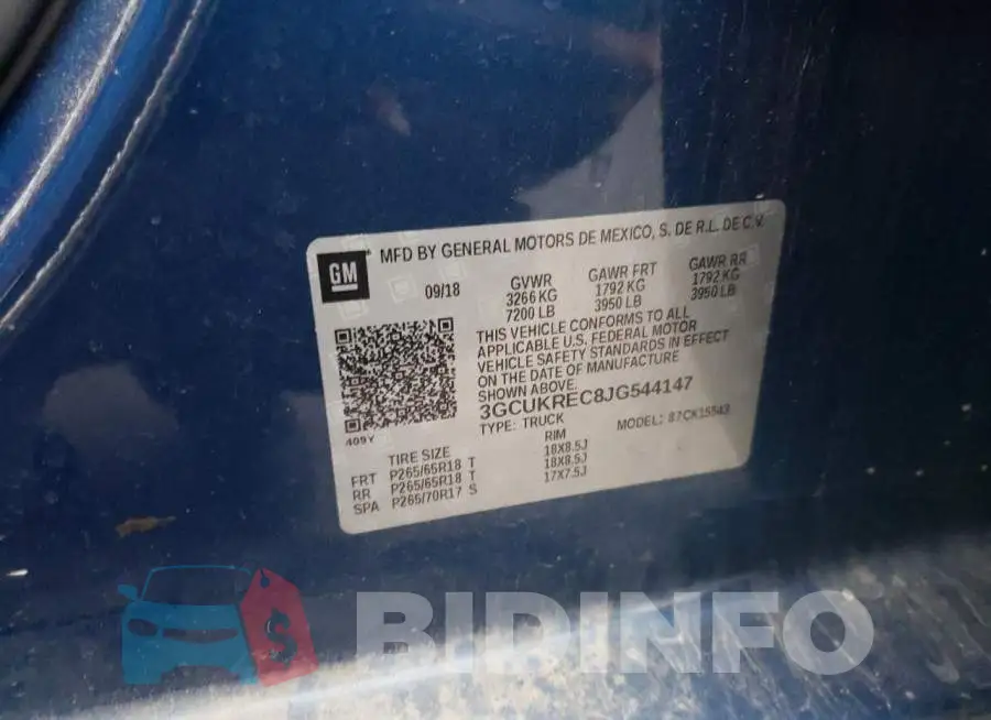 3GCUKREC8JG544147 Photo# 13