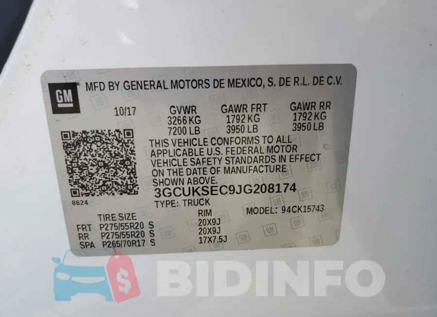 3GCUKSEC9JG208174 Photo# 12