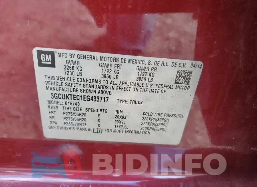 3GCUKTEC1EG433717 Photo# 12
