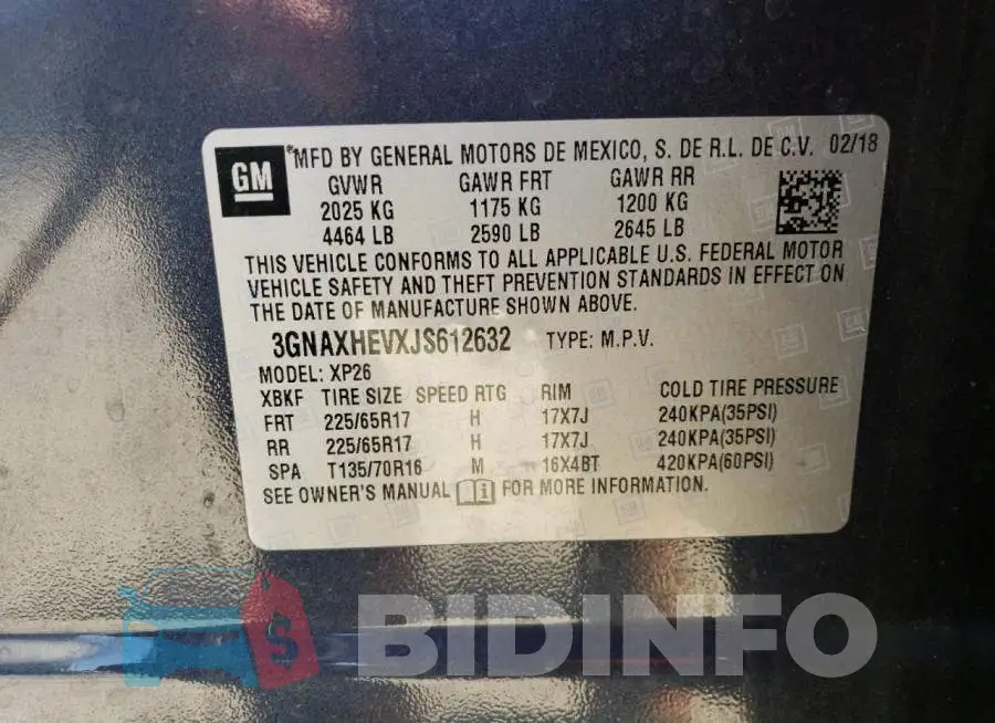 3GNAXHEVXJS612632 Photo# 13