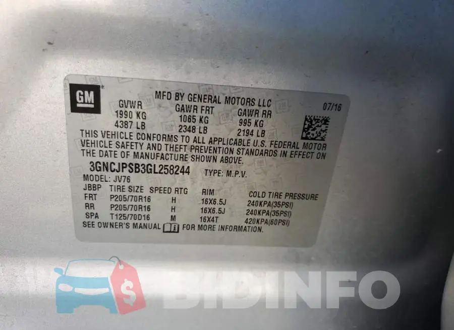3GNCJPSB3GL258244 Photo# 12