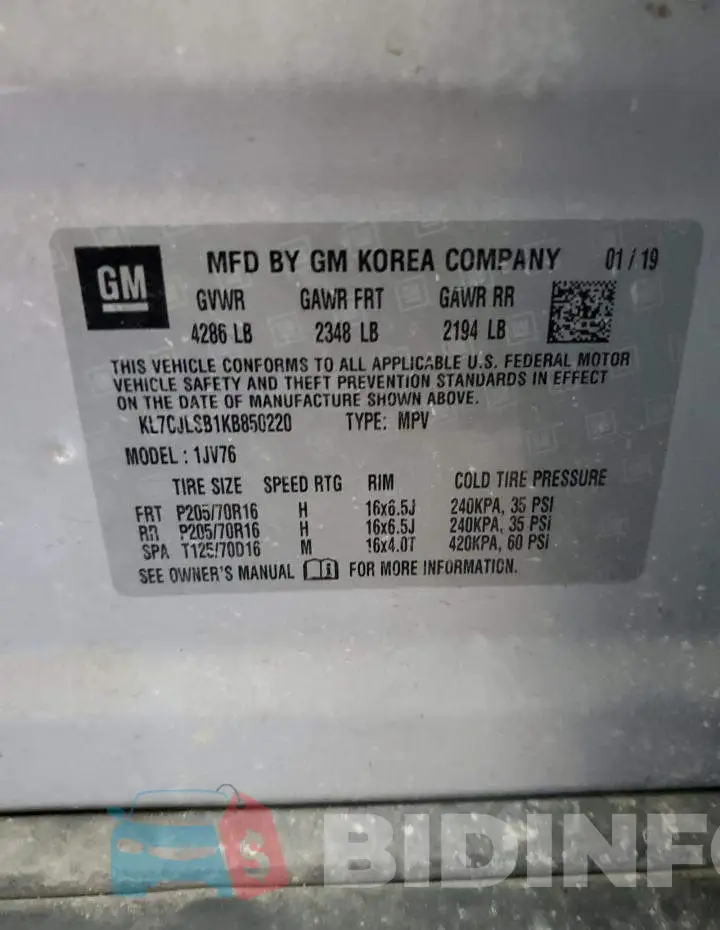 KL7CJLSB1KB850220 Photo# 13