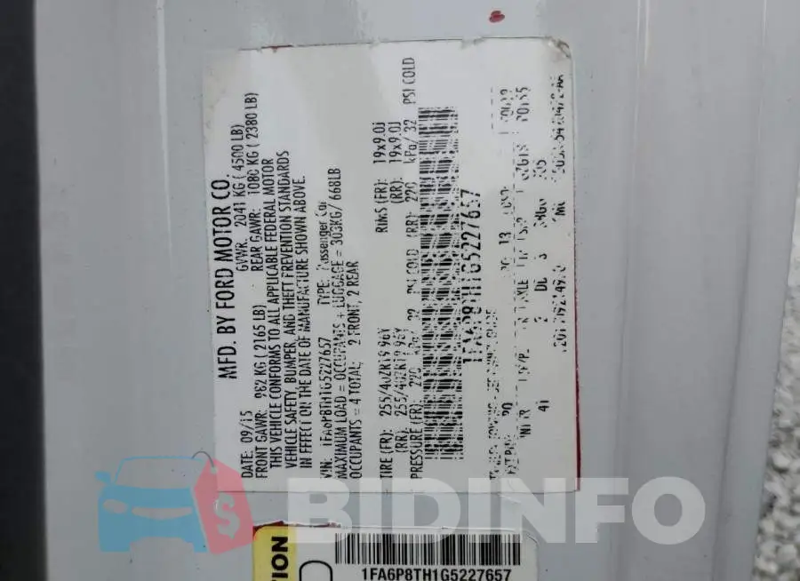 1FA6P8TH1G5227657 Photo# 12