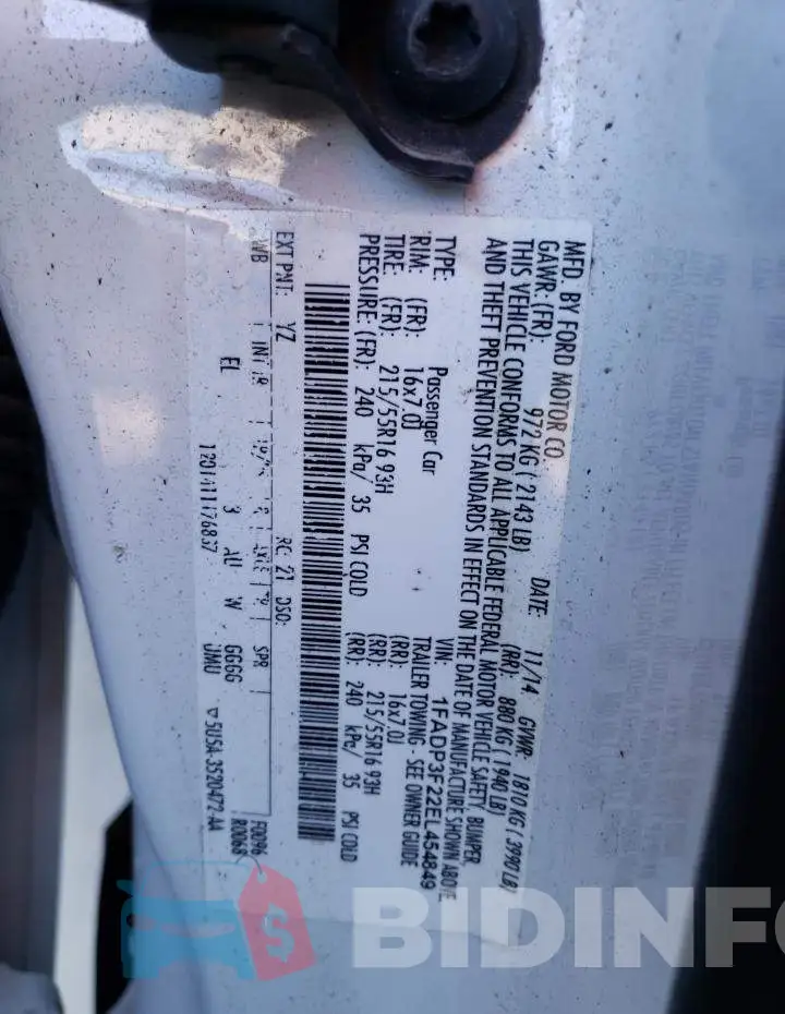 1FADP3F22EL454849 Photo# 13