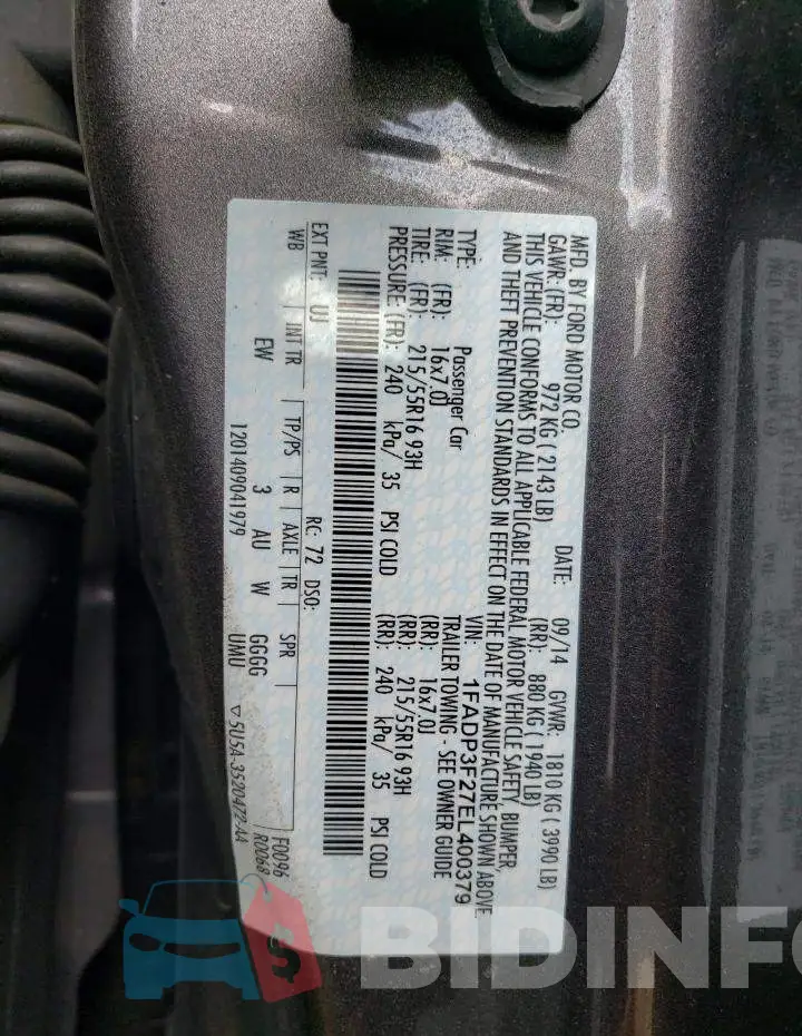 1FADP3F27EL400379 Photo# 12