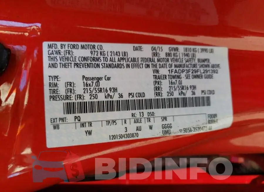 1FADP3F29FL291392 Photo# 12