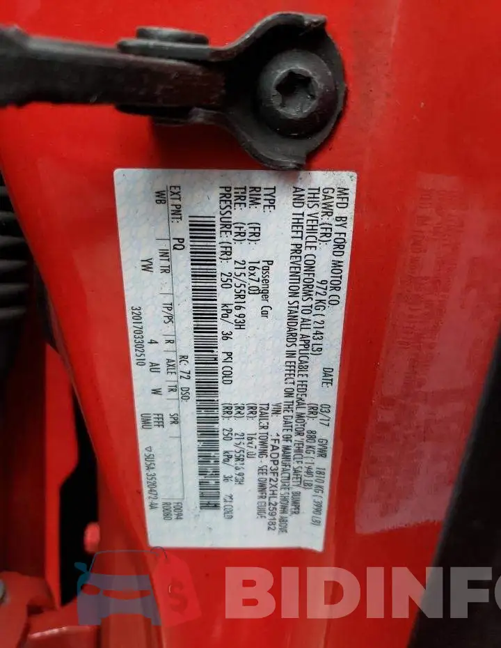 1FADP3F2XHL259182 Photo# 12