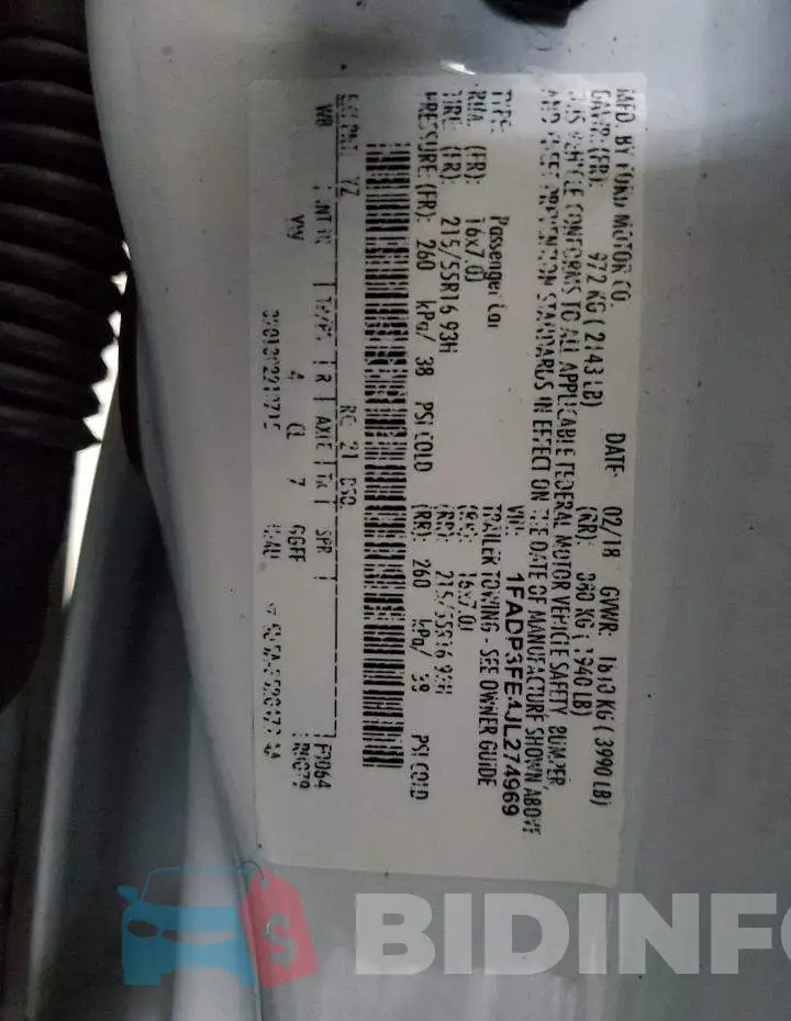 1FADP3FE4JL274969 Photo# 12