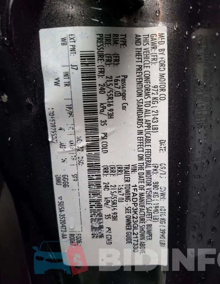 1FADP3K23GL217330 Photo# 12