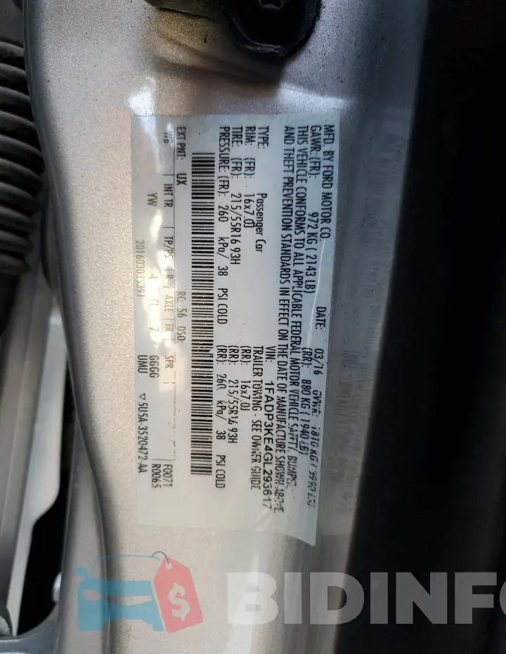 1FADP3KE4GL293617 Photo# 12