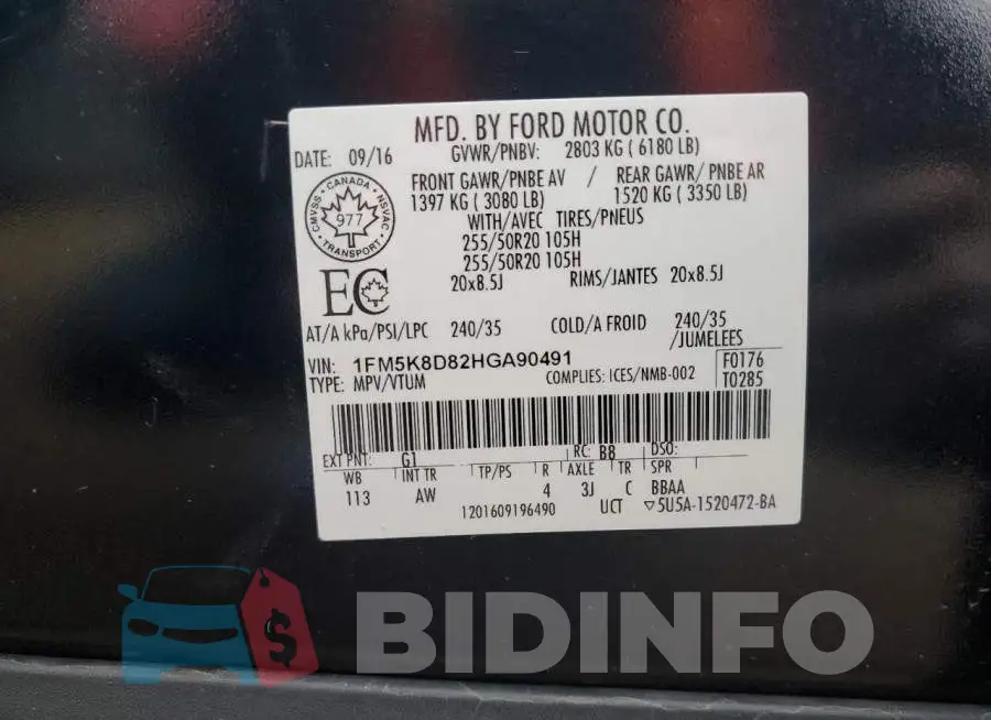 1FM5K8D82HGA90491 Photo# 14