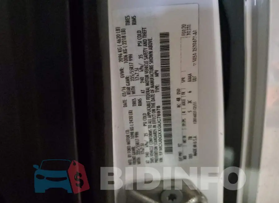 1FMCU0GXXGUC76978 Photo# 13