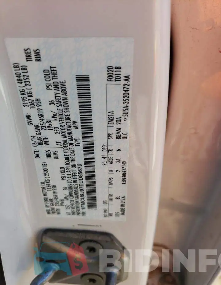 1FMCU9J97EUD85670 Photo# 12