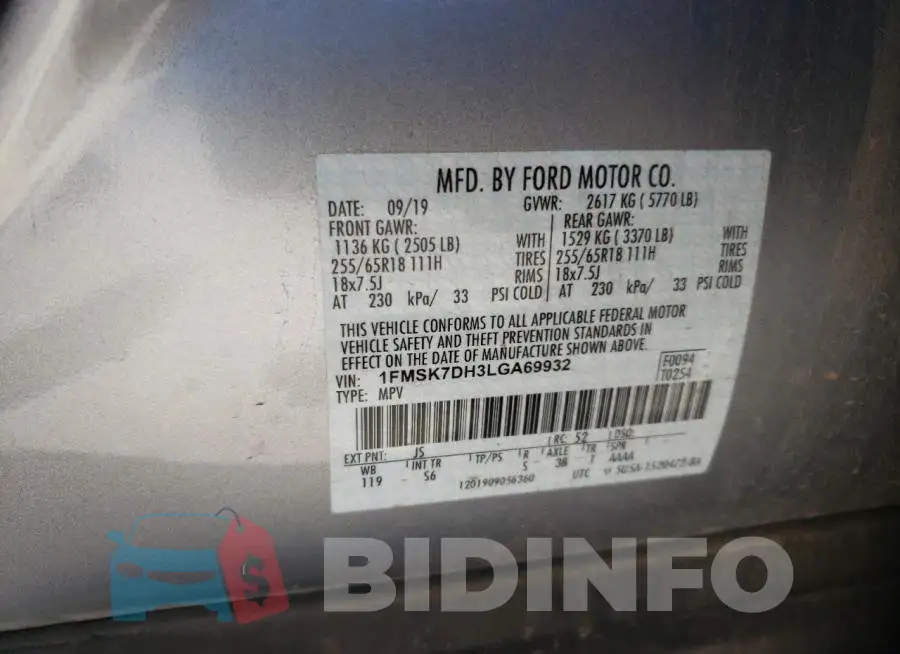 1FMSK7DH3LGA69932 Photo# 12