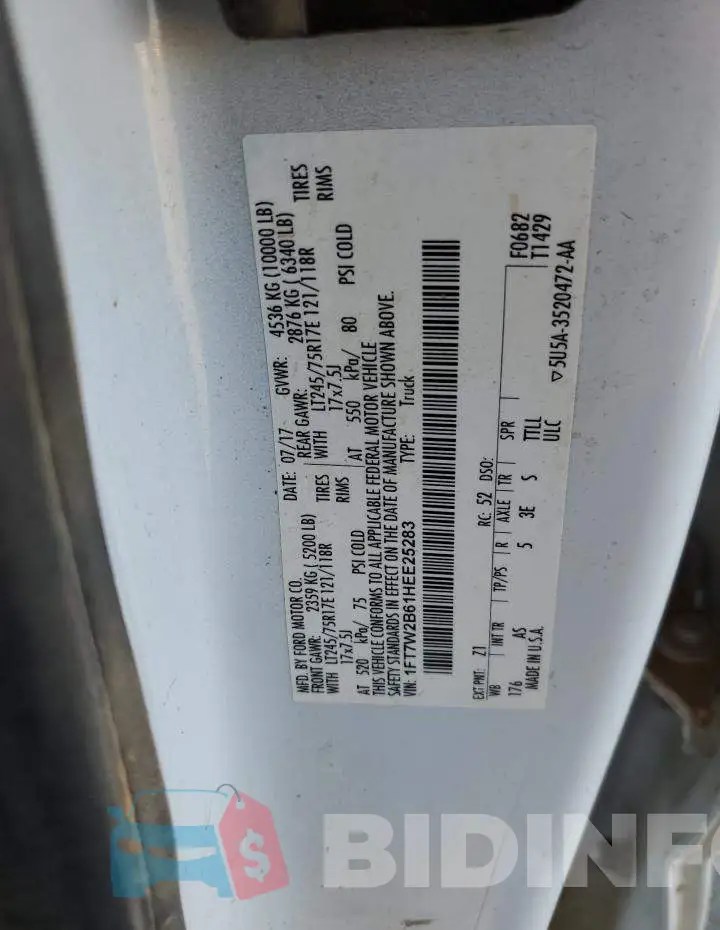 1FT7W2B61HEE25283 Photo# 12