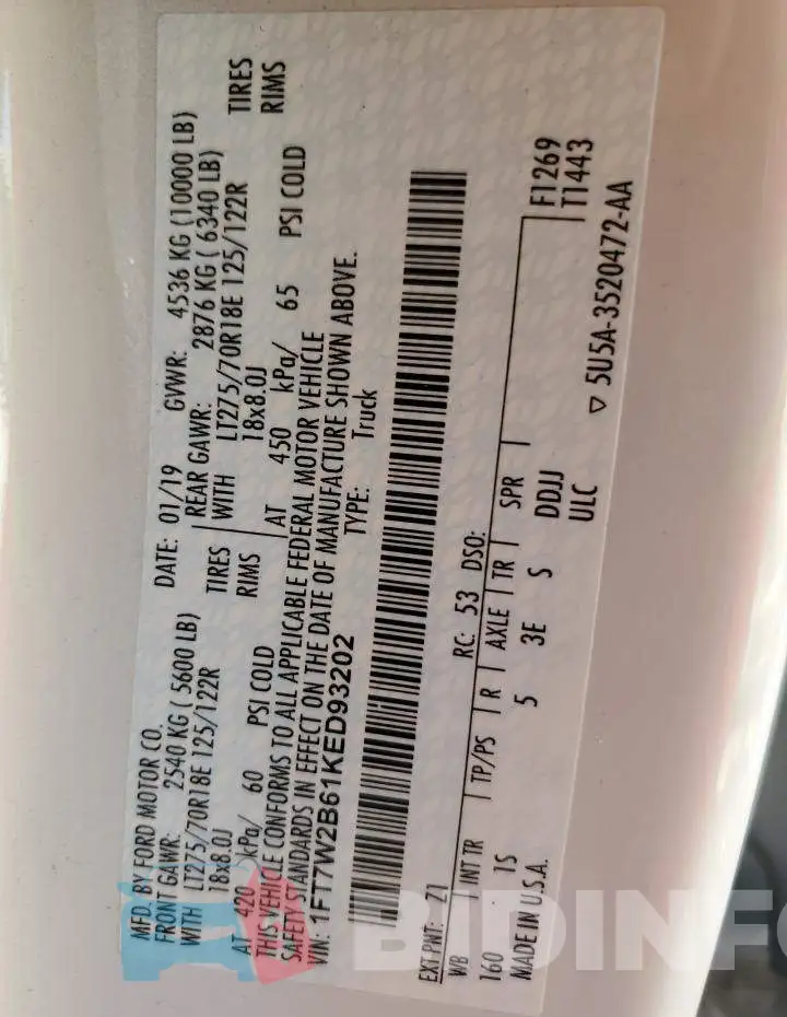 1FT7W2B61KED93202 Photo# 12