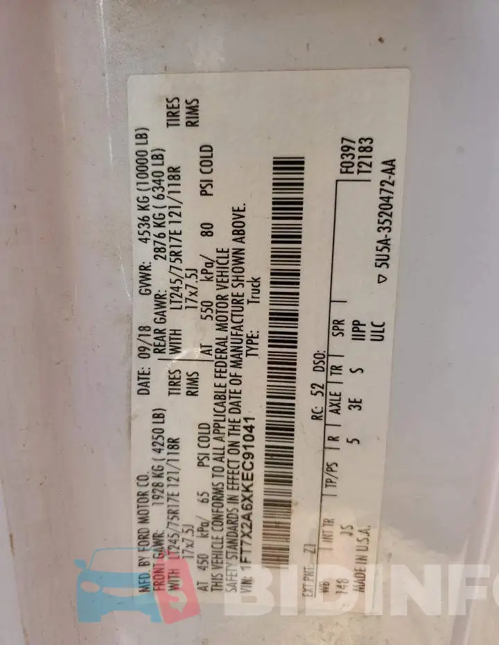 1FT7X2A6XKEC91041 Photo# 13