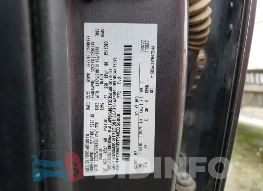 1FT8W3BT9NED56080 Photo# 12