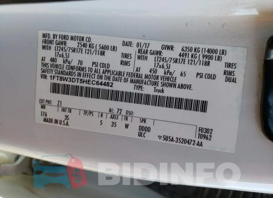 1FT8W3DT5HEC64482 Photo# 12