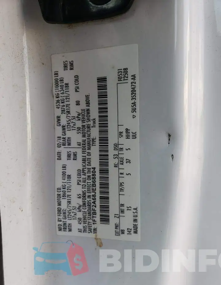 1FTBF2A68JEB68804 Photo# 12