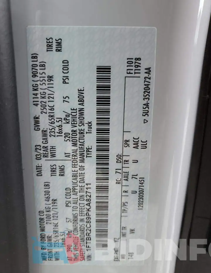 1FTBR2C89PKA82711 Photo# 13