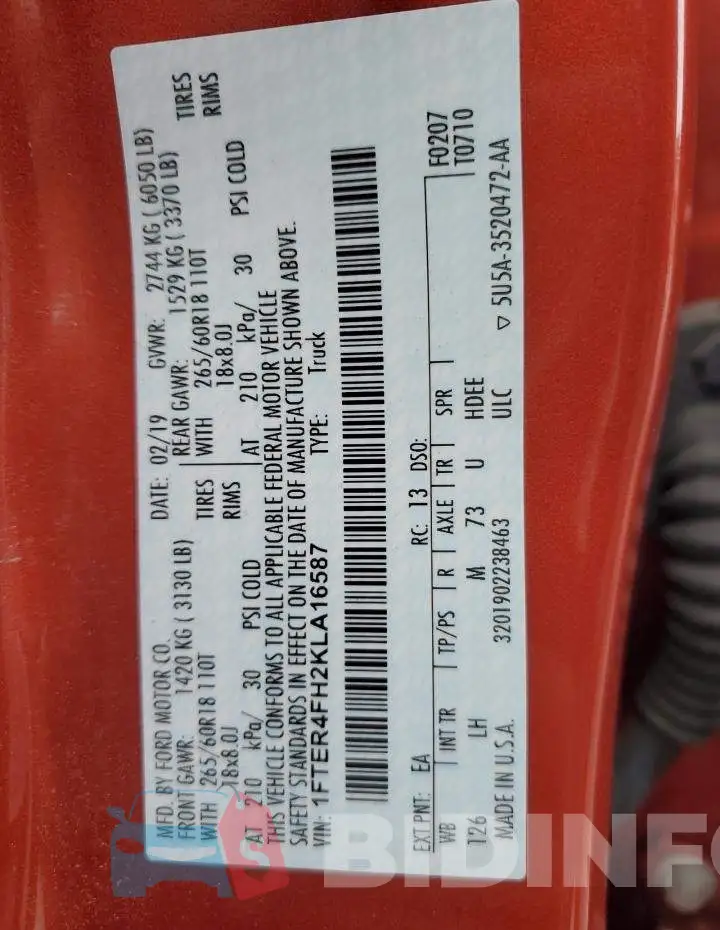 1FTER4FH2KLA16587 Photo# 12