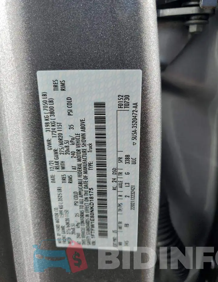 1FTFW1E80NKD18175 Photo# 12