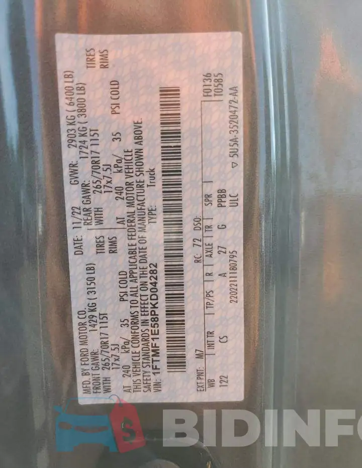 1FTMF1E58PKD04282 Photo# 12