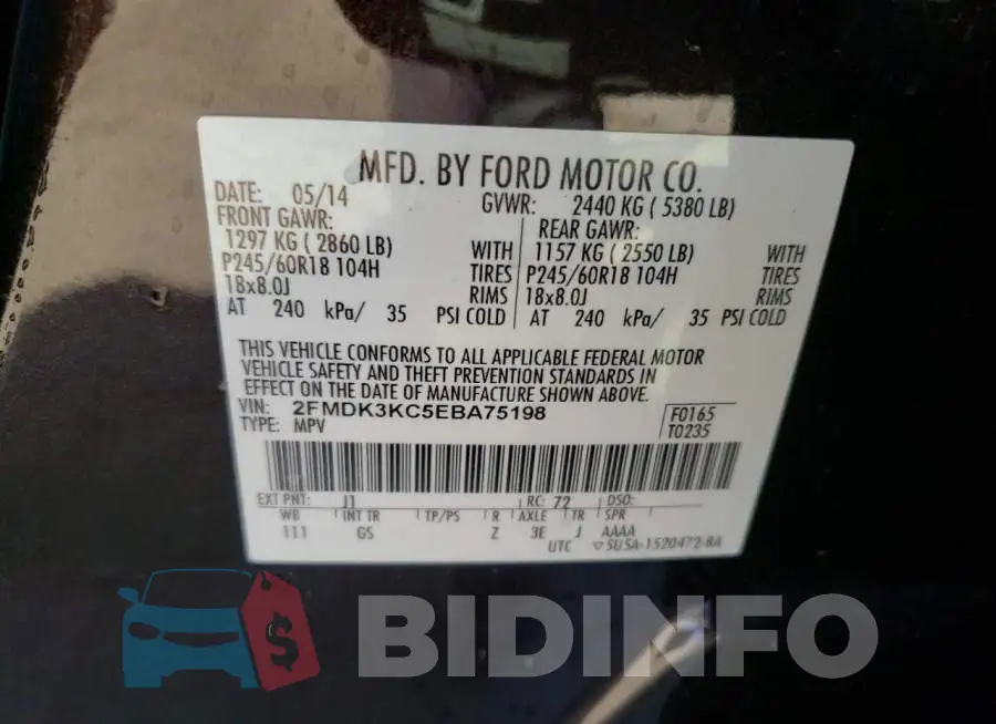 2FMDK3KC5EBA75198 Photo# 13