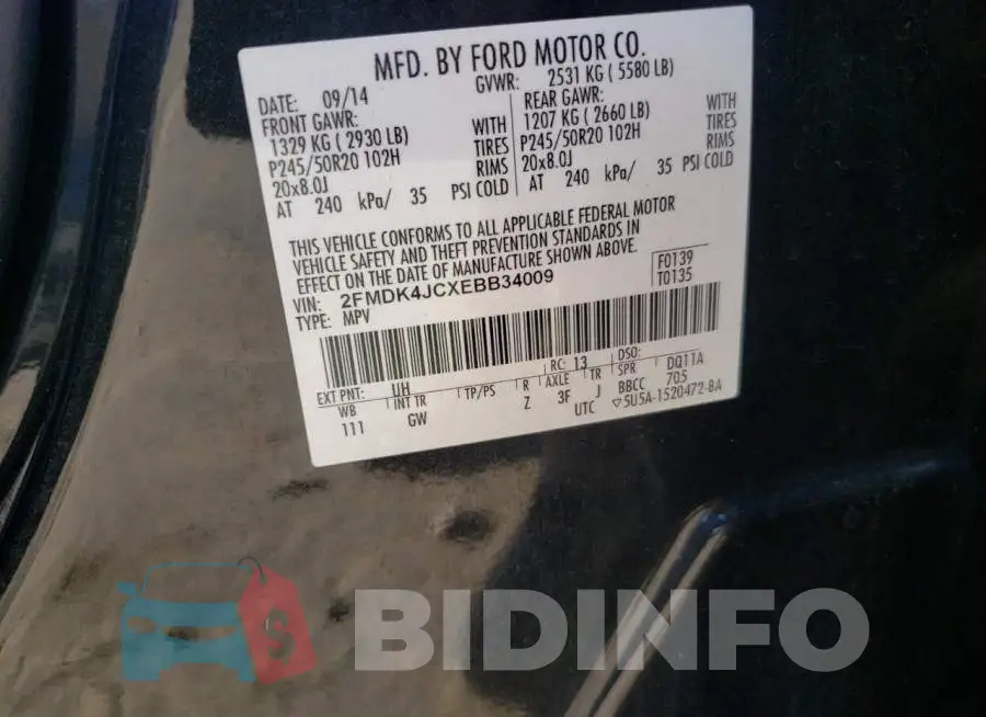 2FMDK4JCXEBB34009 Photo# 13
