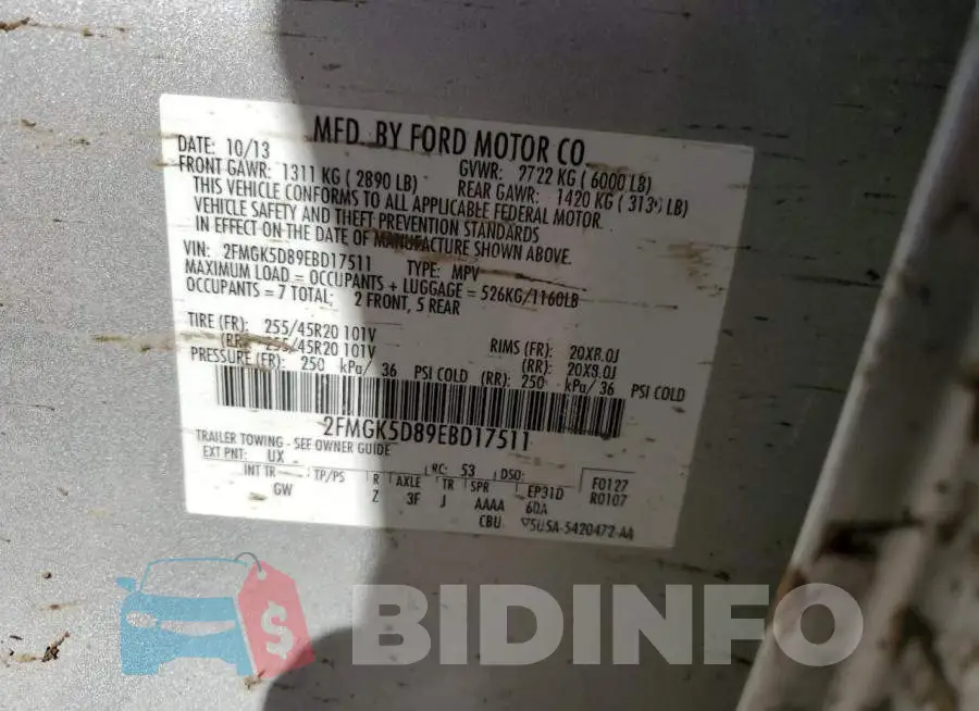 2FMGK5D89EBD17511 Photo# 13