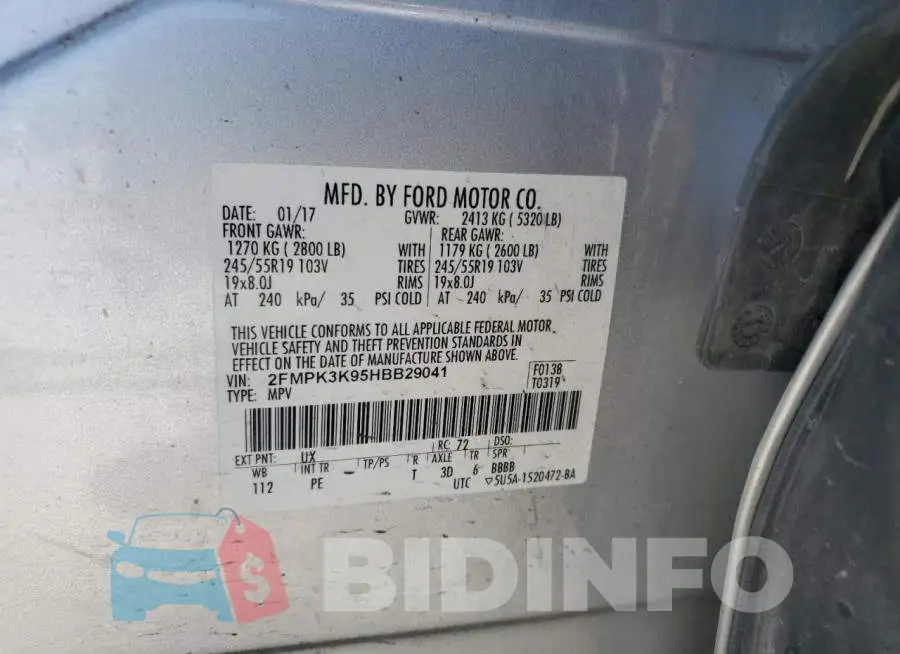 2FMPK3K95HBB29041 Photo# 13
