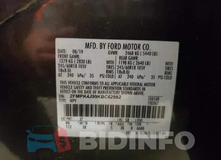 2FMPK4J99KBC62982 Photo# 13