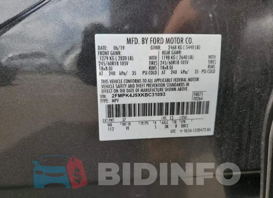 2FMPK4J9XKBC31093 Photo# 13