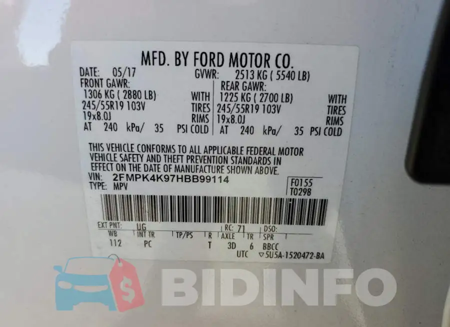 2FMPK4K97HBB99114 Photo# 13
