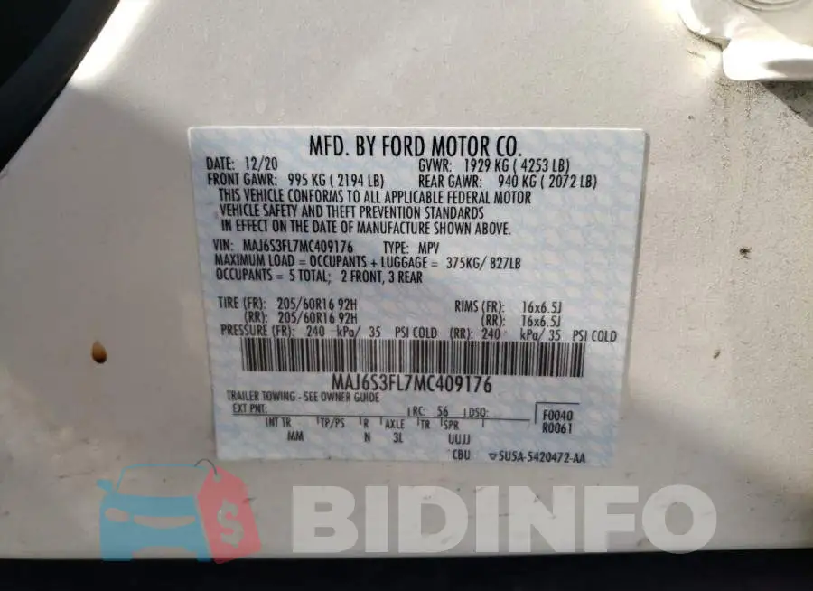 MAJ6S3FL7MC409176 Photo# 13