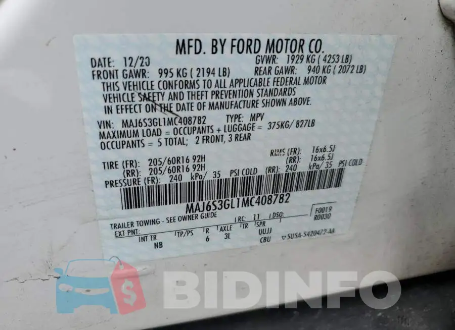 MAJ6S3GL1MC408782 Photo# 13
