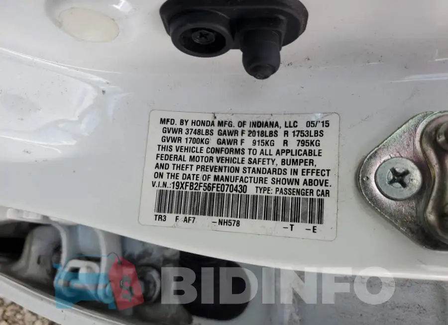 19XFB2F56FE070430 Photo# 12