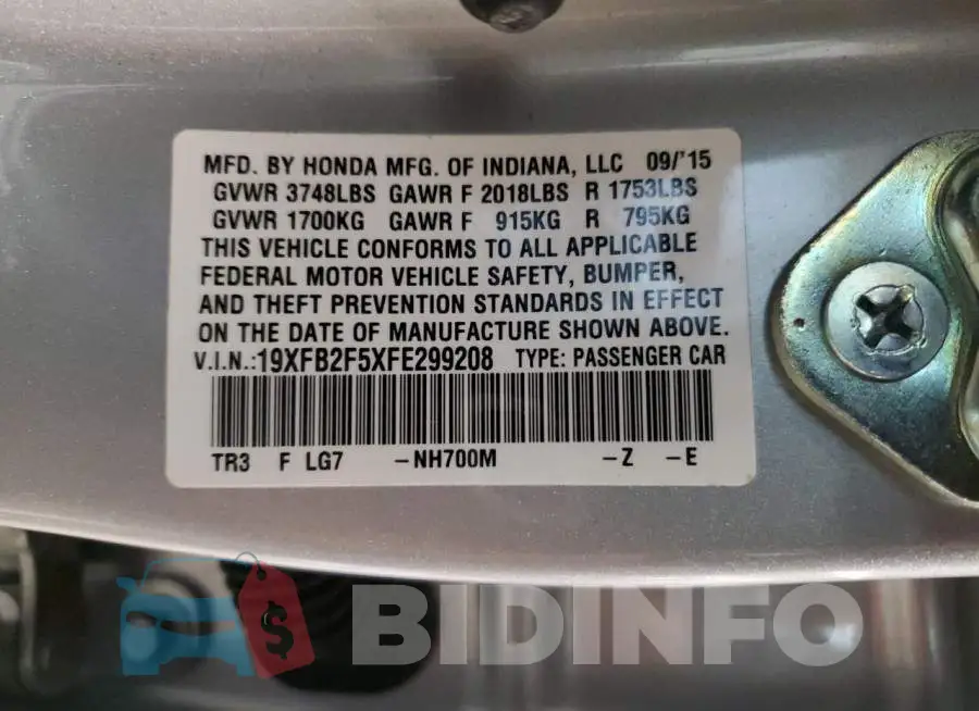 19XFB2F5XFE299208 Photo# 13