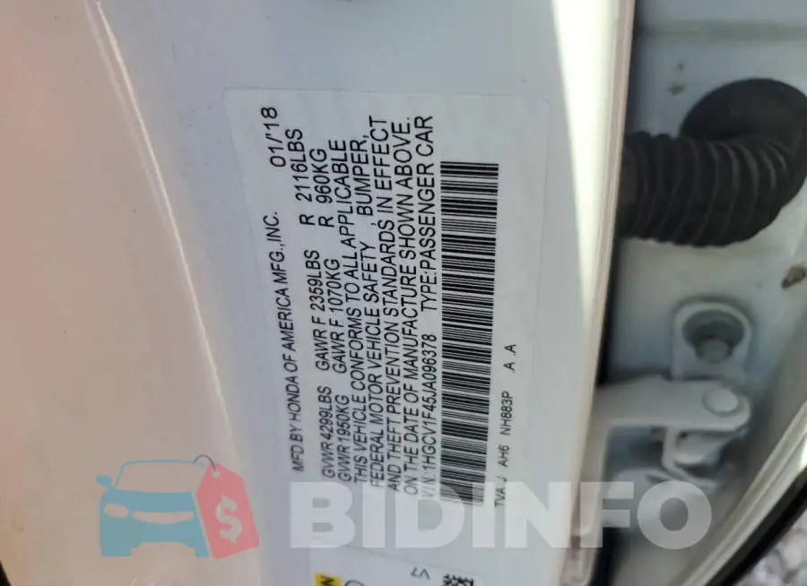 1HGCV1F45JA096378 Photo# 12