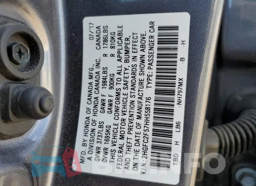 2HGFC2F57HH558176 Photo# 12