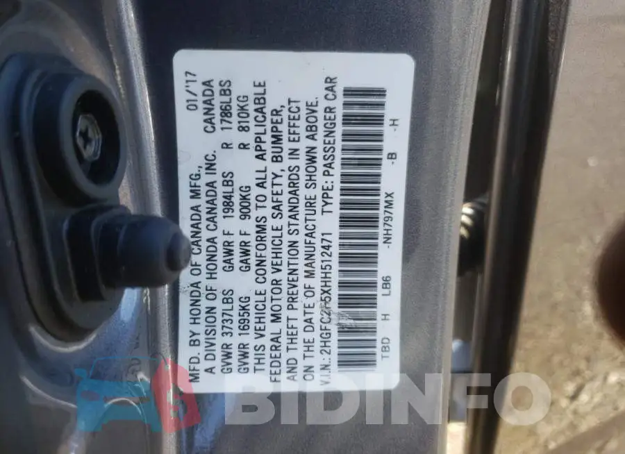 2HGFC2F5XHH512471 Photo# 12