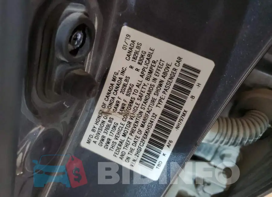 2HGFC2F6XKH534132 Photo# 12