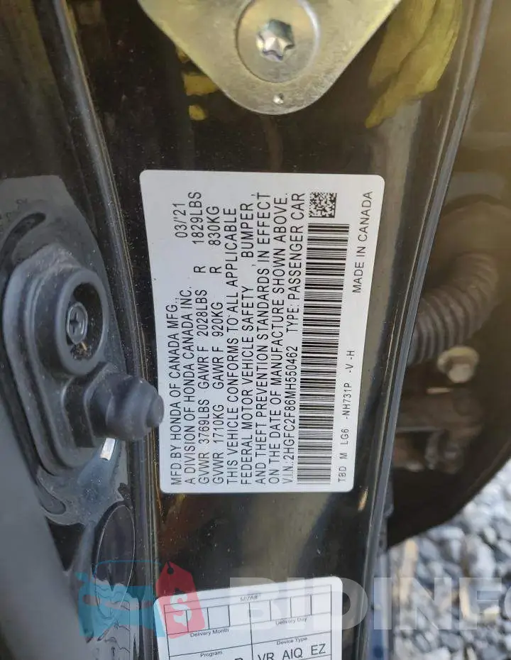2HGFC2F86MH550462 Photo# 12