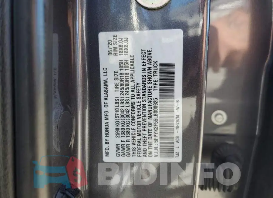 5FPYK2F55LB000925 Photo# 12