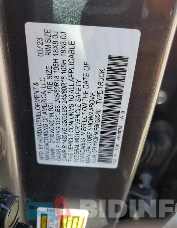 5FPYK3F56PB028048 Photo# 12