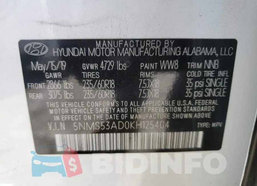 5NMS53AD0KH125404 Photo# 13
