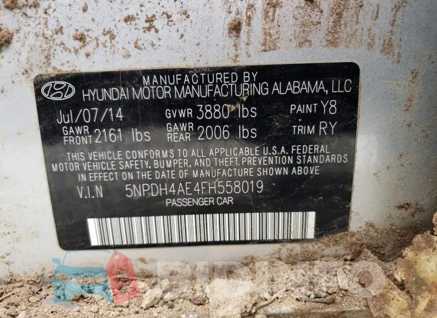 5NPDH4AE4FH558019 Photo# 12