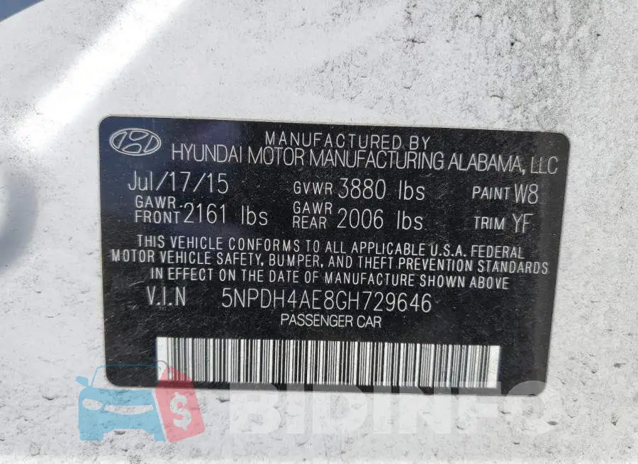 5NPDH4AE8GH729646 Photo# 12